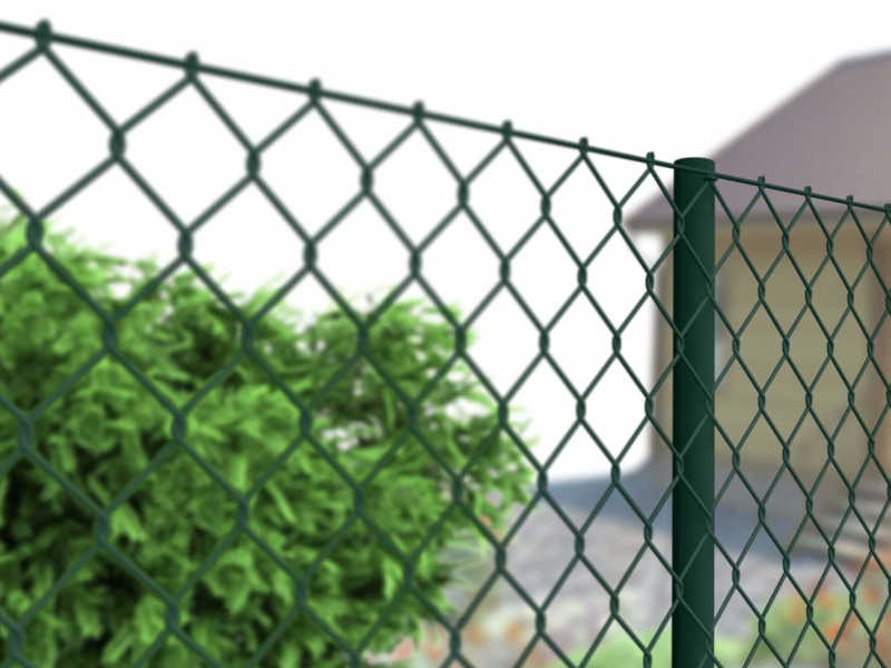 Забор из сетки-рабицы с тросом